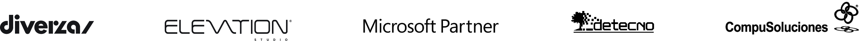Logos de Alianzas con Oracle, Diverza, Elevation, Microsoft Partner, Detecno
